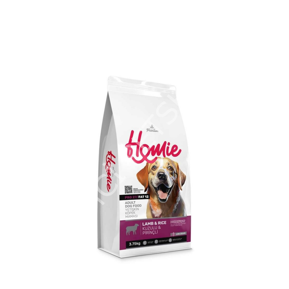 Homie Düşük Tahıllı Kuzulu ve Pirinçli Yetişkin Köpek Maması 3,75 Kg