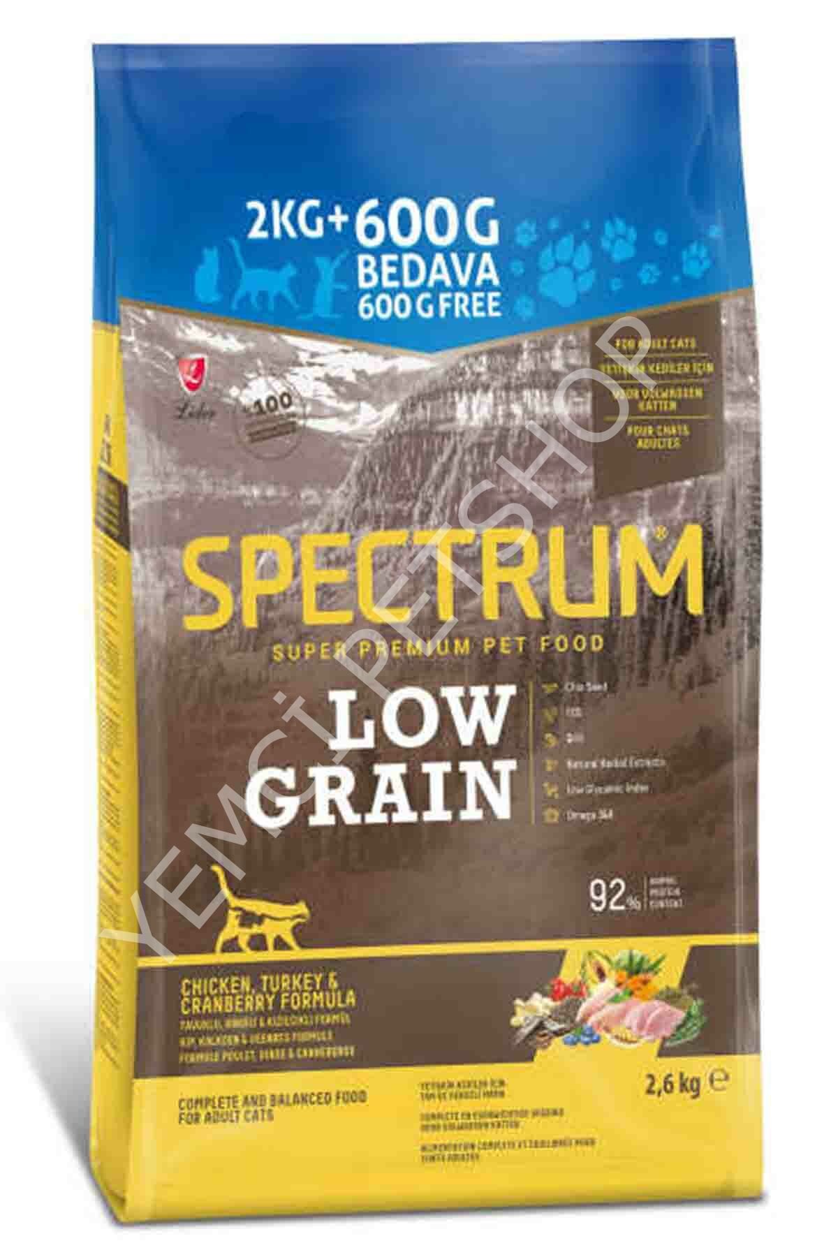 Spectrum Low Grain Tavuklu Hindili Kızılcıklı Yetişkin Kedi maması 2,6 Kg