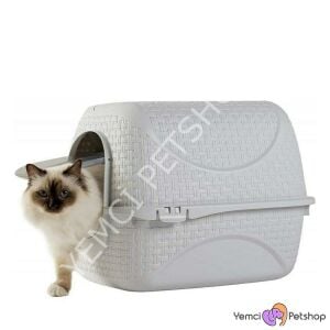 BAMA KAPALI KEDİ TUVALETİ BUZ GRİ 41,8 X50,5 X 39,6