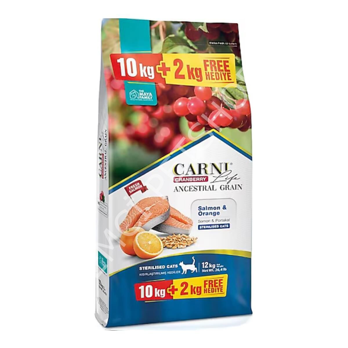 Carni Life Cranberry Somonlu ve Portakallı 12 kg Kısırlaştırılmış Yetişkin Kedi Maması