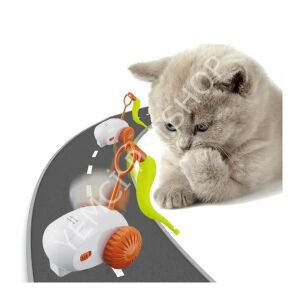 Zampa Şarjlı Hareketli Araba Kedi Oyuncağı, 8cm, Turuncu, Yeşil, Gri