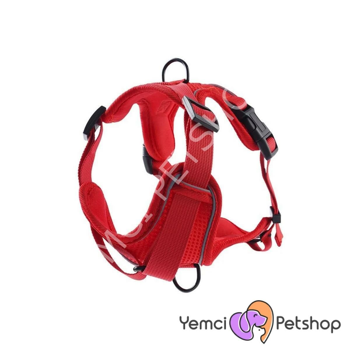 YEMCİPETSHOP  KÖPEK GÖĞÜS TASMASI KIRMIZI XL