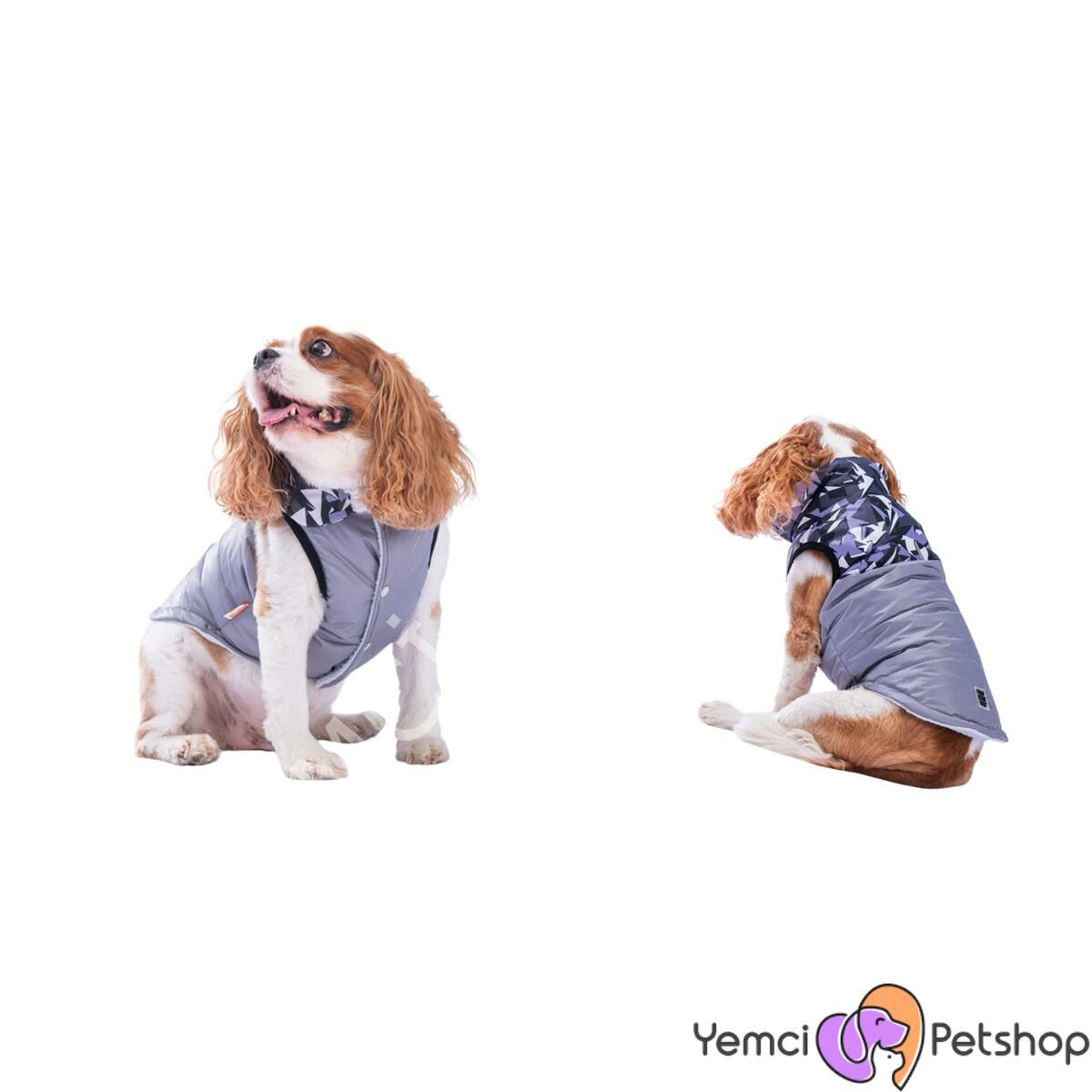 Pawstar Gri Diametro Puf Yelek Köpek Yeleği Köpek Kıyafeti Köpek Yağmurluk XXL