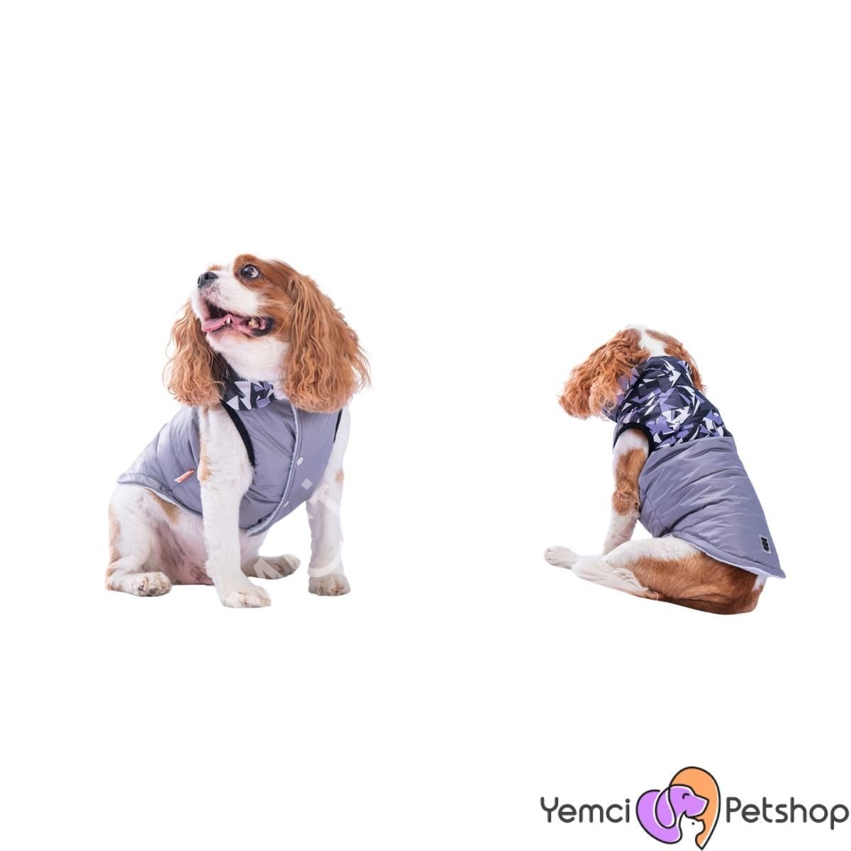 Pawstar Gri Diametro Puf Yelek Köpek Yeleği Köpek Kıyafeti Köpek Yağmurluk XL