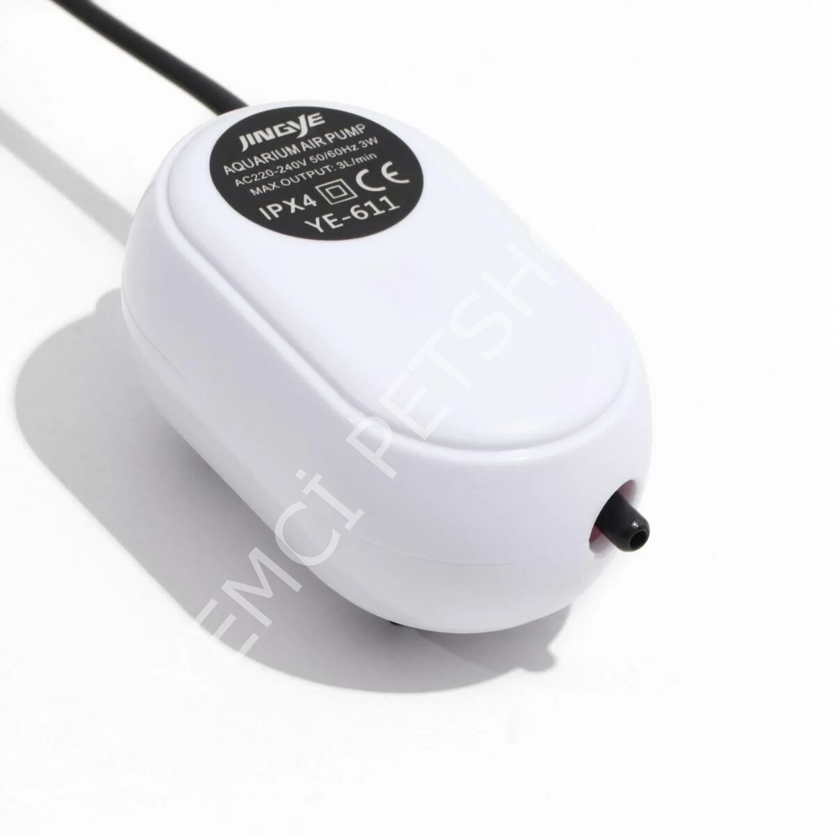 Jingye Tek Çıkışlı Sessiz Akvaryum Hava Motoru Beyaz 3W, 3L/Min