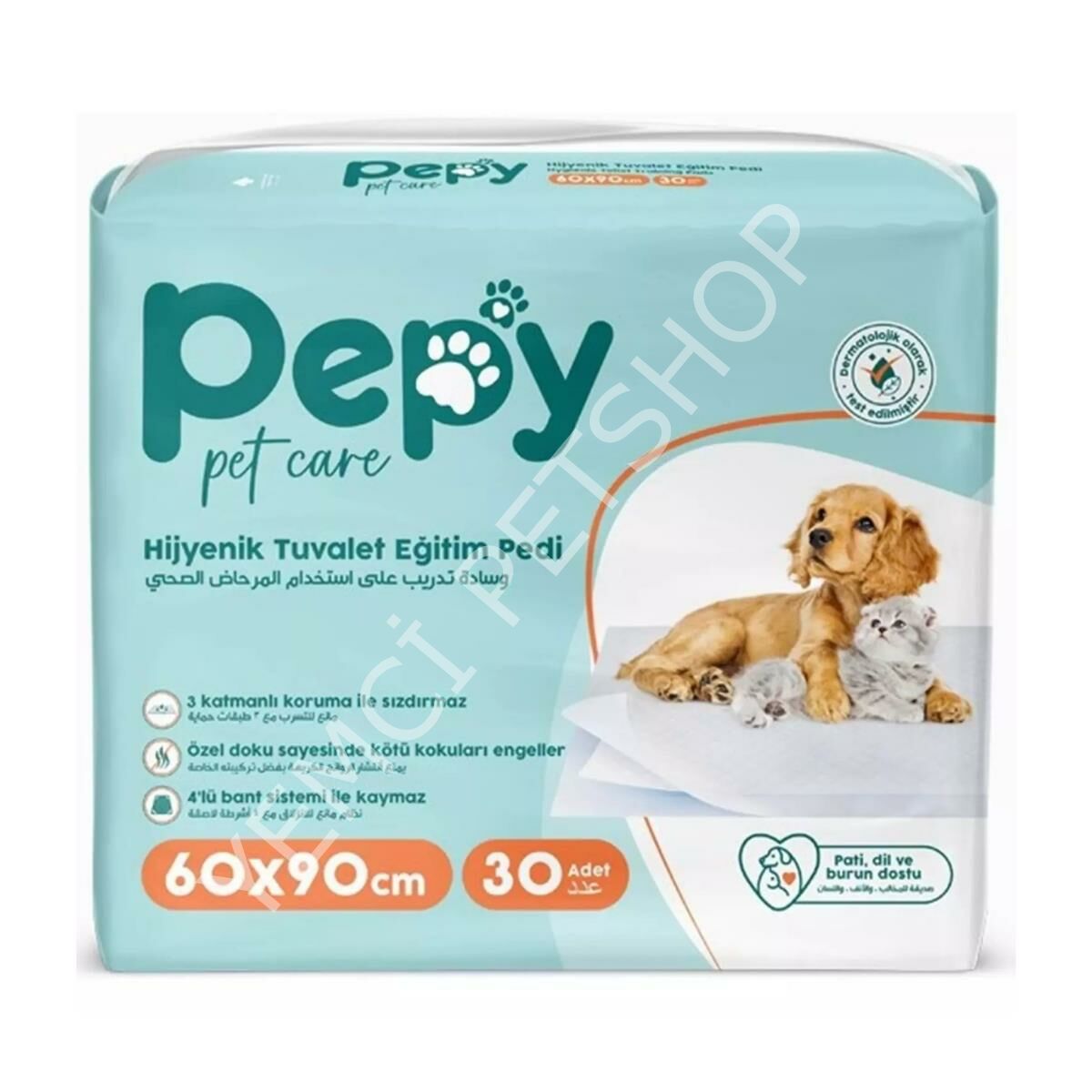 Pepy Evcil Hayvan Tuvalet Eğitim Pedi 60*90CM 30 Adet