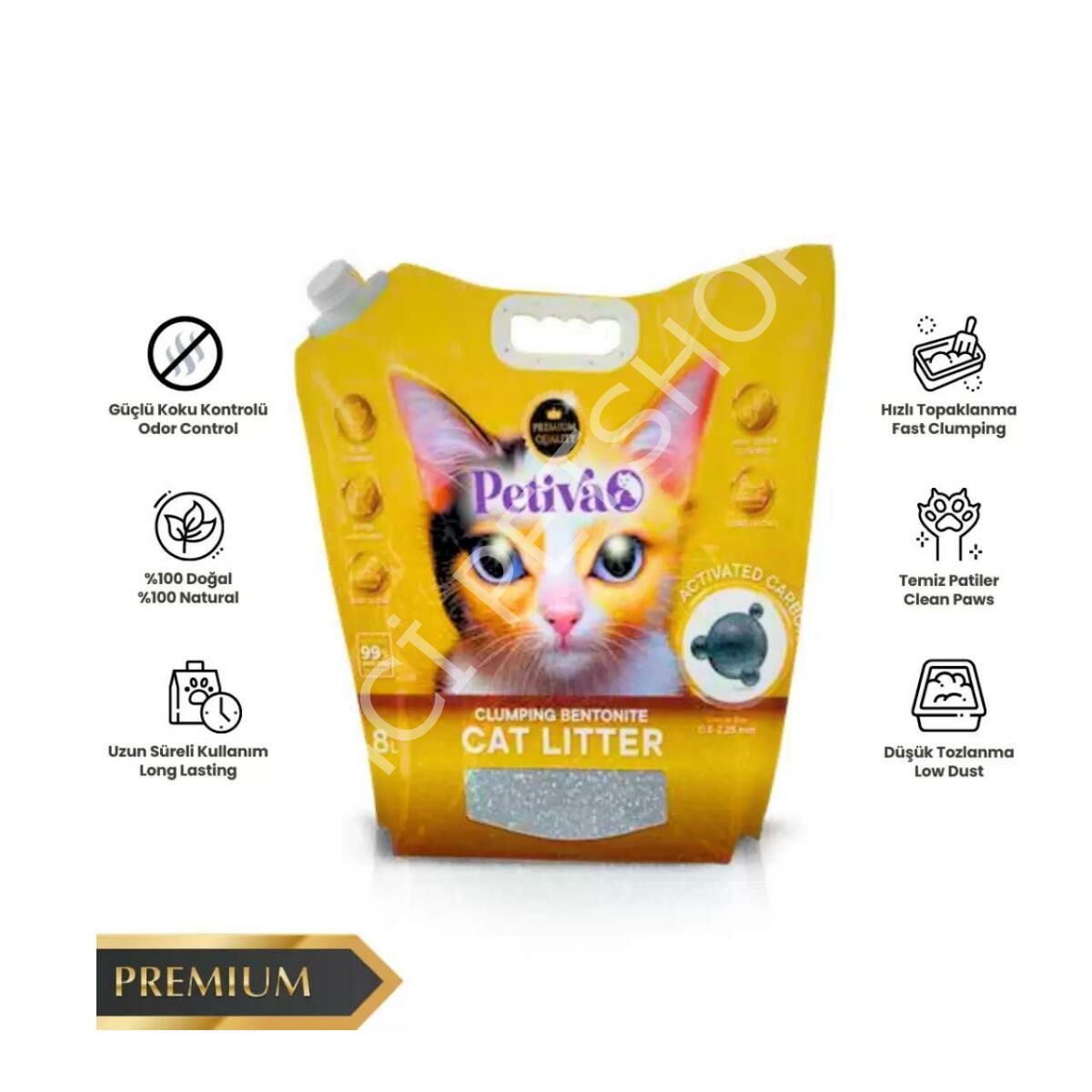 PETİVA AKTİF KARBON KEDİ KUMU 8 LT