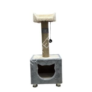 ZAF CAT BOX KEDİ NANELİ ÜSTÜ YATAKLI KEDİ EVİ GRİ