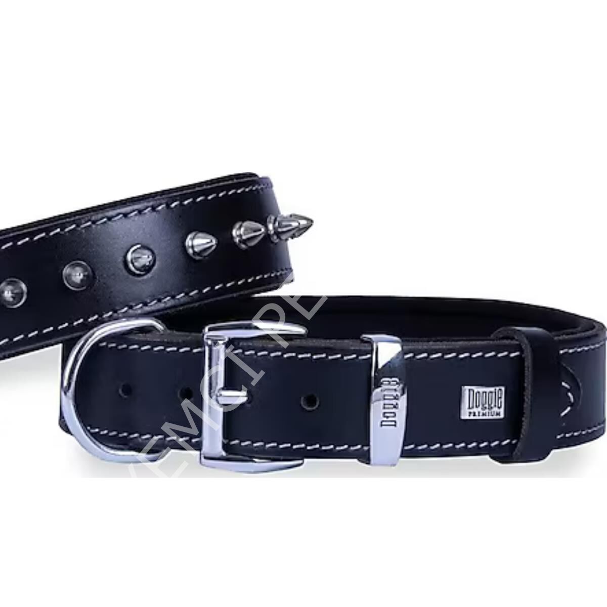 DOGGİE KONFOR DERİ ÇİVİLİ BOYUN TASMASI SİYAH 4X47-55CM