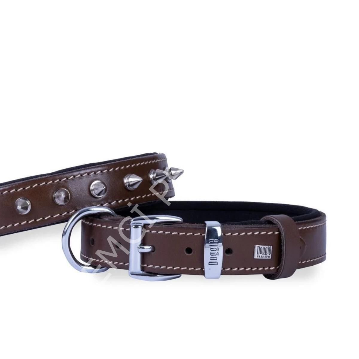 DOGGİE KONFOR DERİ ÇİVİLİ BOYUN TASMASI KAHVE 4X52-60CM