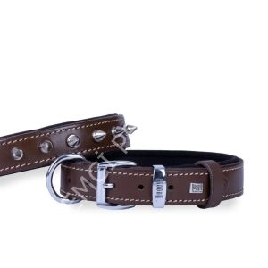 DOGGİE KONFOR DERİ ÇİVİLİ BOYUN TASMASI KAHVE 4X52-60CM