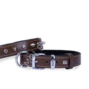 DOGGİE KONFOR DERİ ÇİVİLİ BOYUN TASMASI KAHVE 4X57-65CM