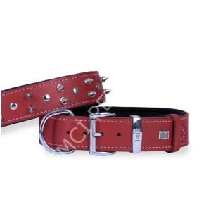 DOGGİE KONFOR DERİ ÇİVİLİ BOYUN TASMASI KIRMIZI 4X57-65CM