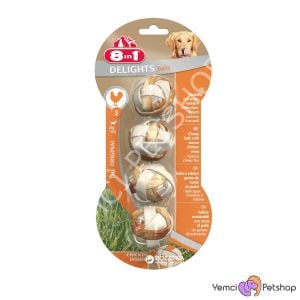 8in1 Delights Köpekler için Tavuklu Çiğneme Topu (S) 4 Adet