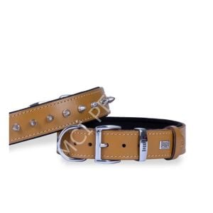 DOGGİE KONFOR DERİ ÇİVİLİ BOYUN TASMASI KAMEL 4X57-65CM