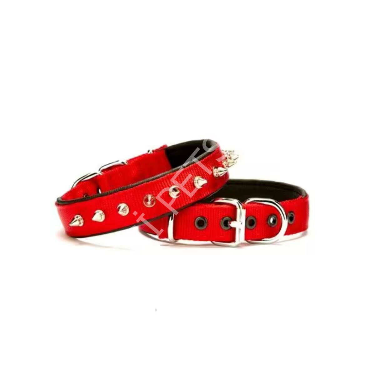 DOGGİE KONFOR DOKUMA ÇİVİLİ BOYUN TASMASI KIRMIZI 2,5X37-45CM