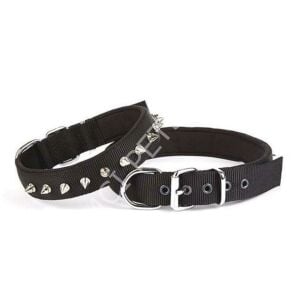 DOGGİE KONFOR DOKUMA BOL ÇİVİLİ BOYUN TASMASI SİYAH 4X47-55CM