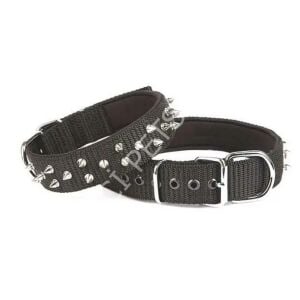 DOGGİE KONFOR DOKUMA BOL ÇİVİLİ BOYUN TASMASI SİYAH 5X50-60CM