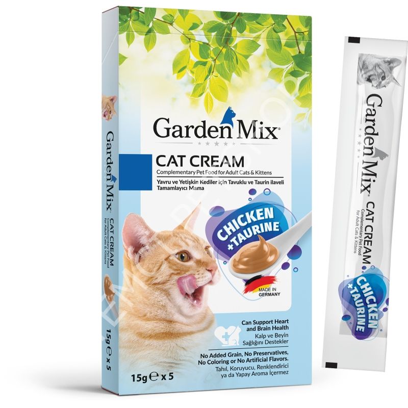 GARDEN MİX KEDİ ÖDÜL KREMASI TAVUK TAURİN 5 X 15 GR