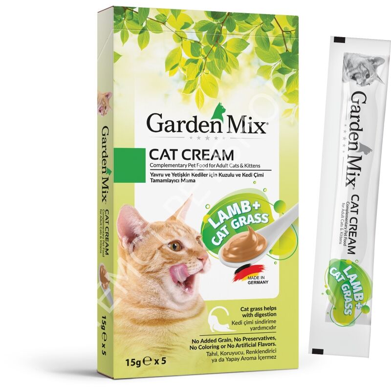 GARDEN MİX KEDİ ÖDÜL KREMASI KUZULU KEDİ OTLU  5 X 15 GR