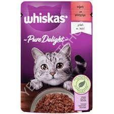 Whiskas Pouch Pure Delight Jöle İçinde Sığır Etli Yetişkin Kedi Konservesi 85gr