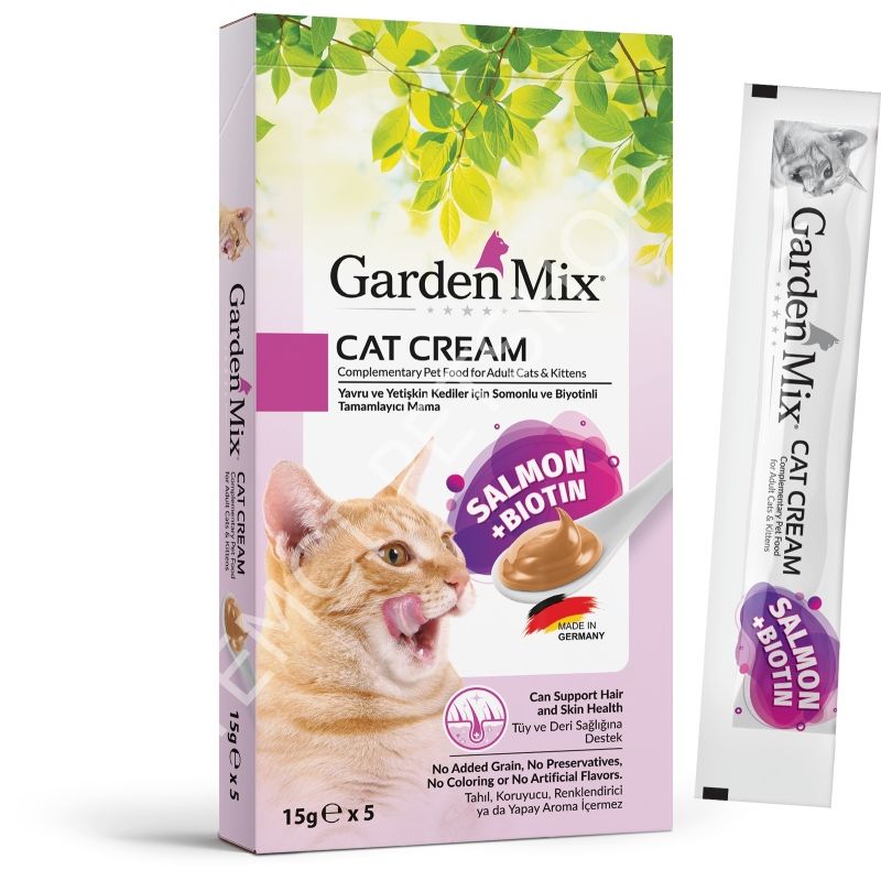 GARDEN MİX KEDİ ÖDÜL KREMASI SOMONLU BİOTİN  5 X 15 GR