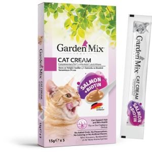 GARDEN MİX KEDİ ÖDÜL KREMASI SOMONLU BİOTİN  5 X 15 GR