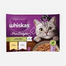 Whiskas Pouch Pure Delight Jöle İçinde Tavuklu ve Somonlu Yetişkin Kedi Konservesi 85gr (4'lü)