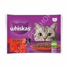 Whiskas Pouch Sos İçinde Sığırlı ve Tavuklu Yetişkin Kedi Konservesi 85gr (4'lü)