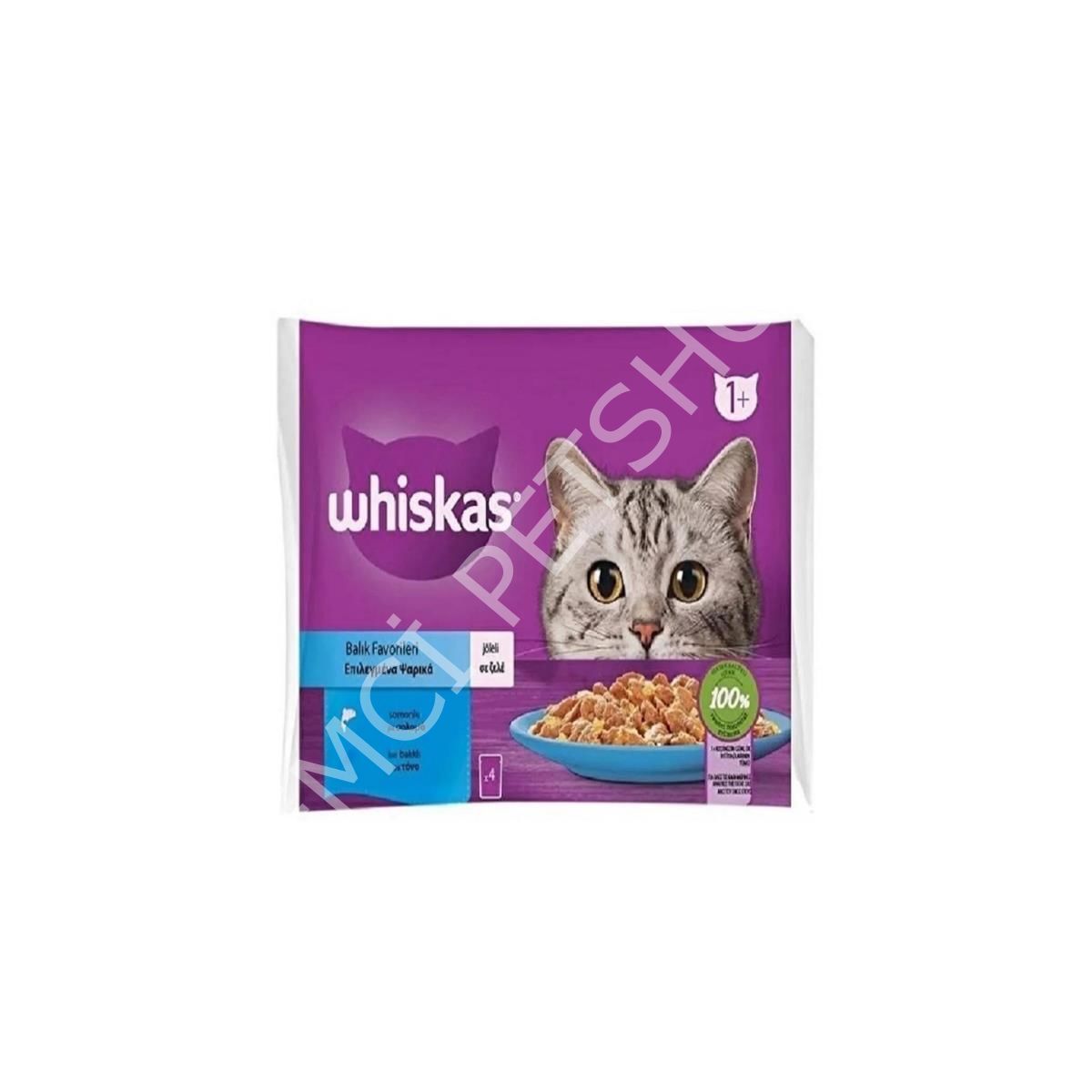 Whiskas Pouch Jöle İçinde Somonlu ve Ton Balıklı Yetişkin Kedi Konservesi 85gr (4'lü)