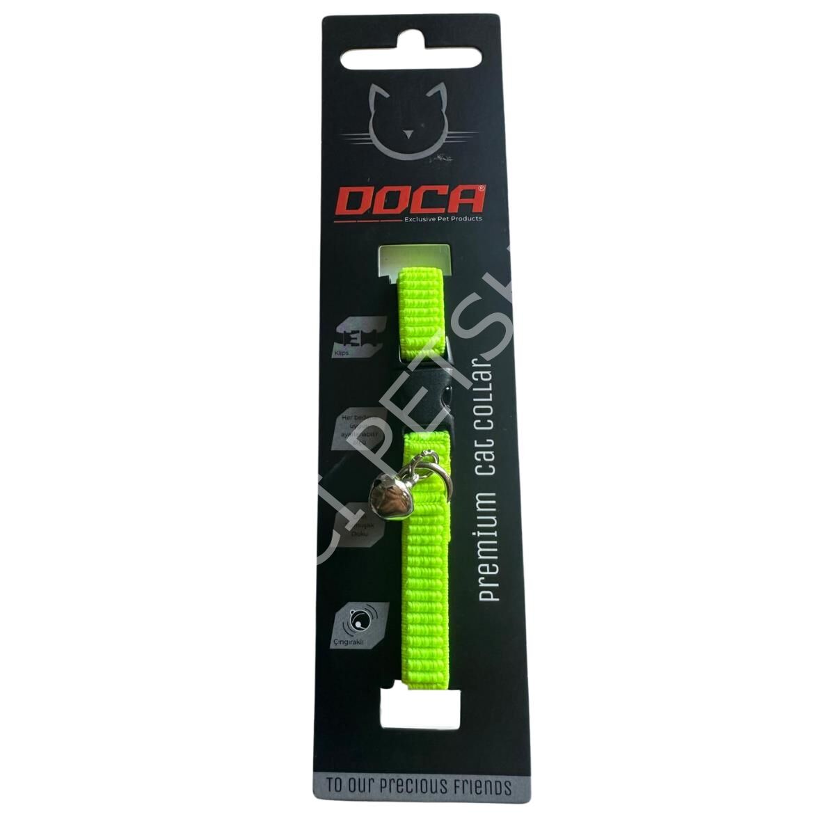 DOCA LASTİKL KEDİ BOYUN TASMASI 1,2 * 18-38 CM NEON YEŞİL