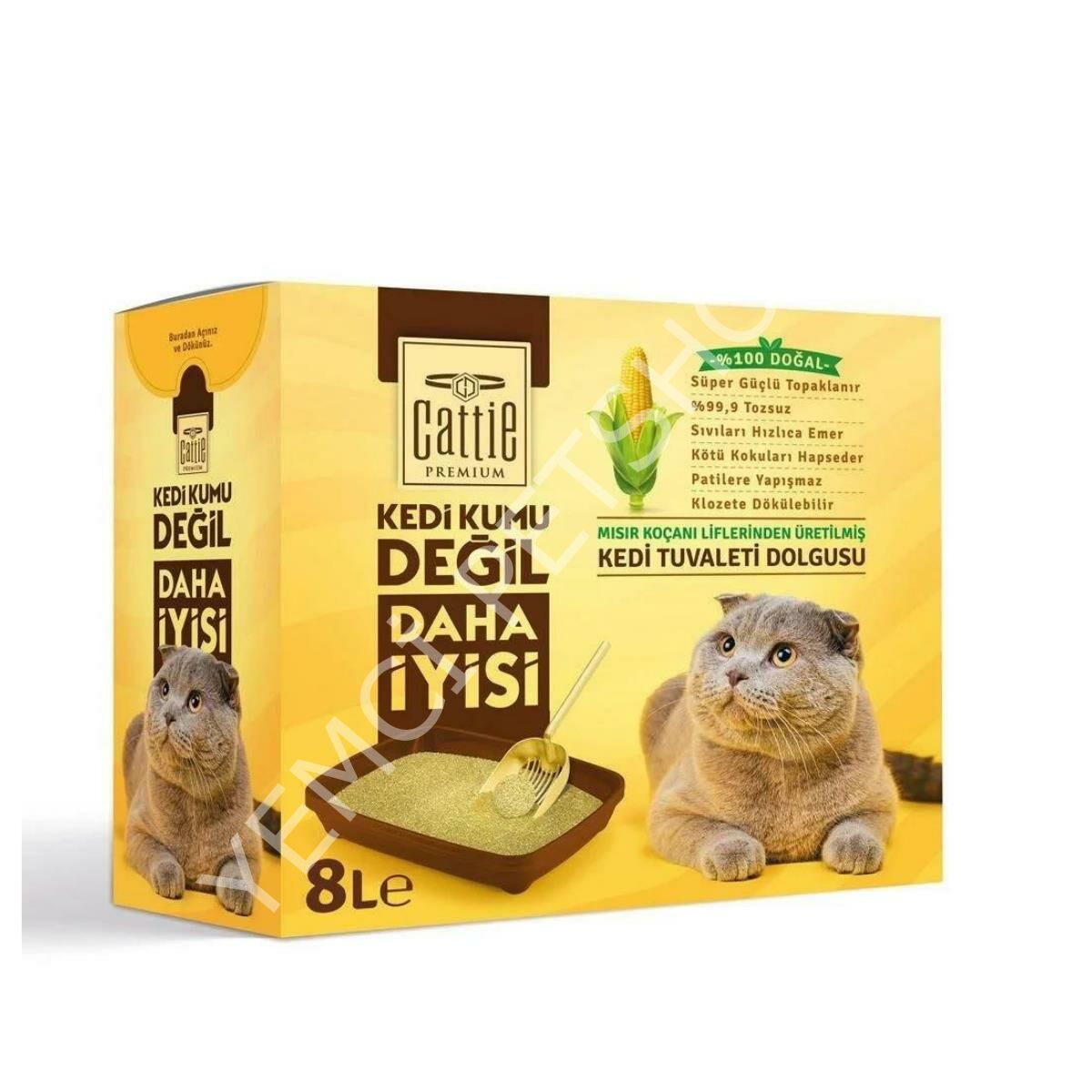 CATTİE SÜPER TOPAKLANAN MISIR KOÇANI KEDİ TUVALETİ DOLGUSU 8LT