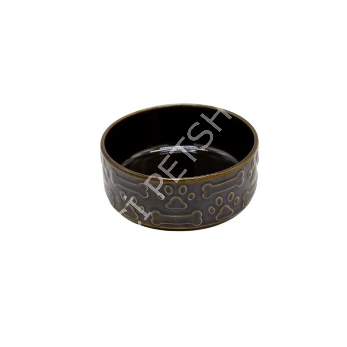 Design Seramik Mama ve Su Kabı Oksit Yeşil 12cm