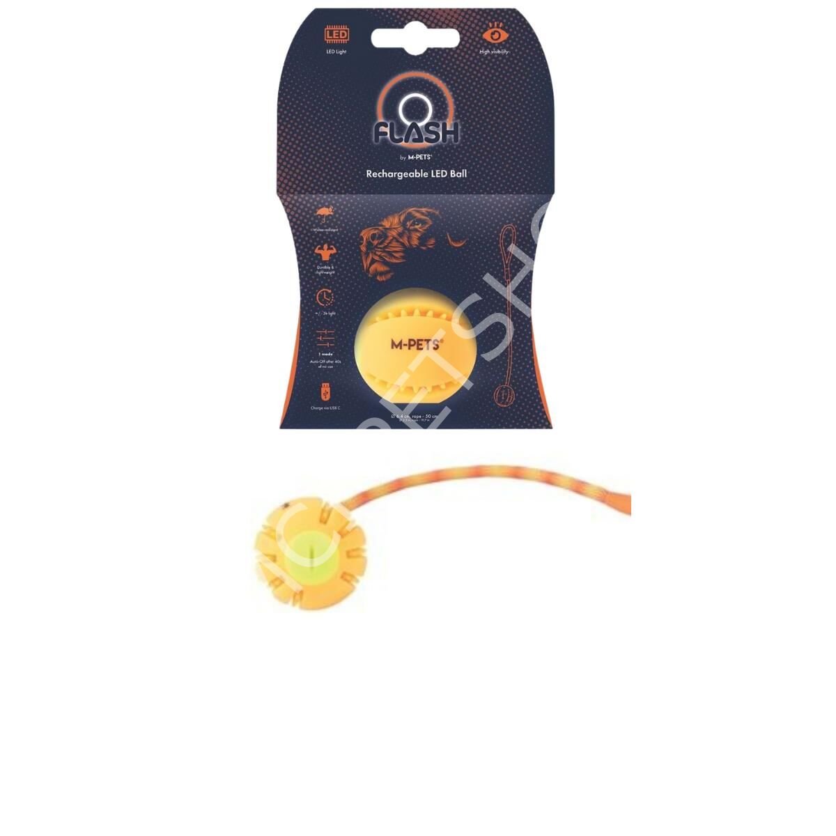 M-PETS FLASH LED BALL ORANGE KÖPEK OYUNCAĞI