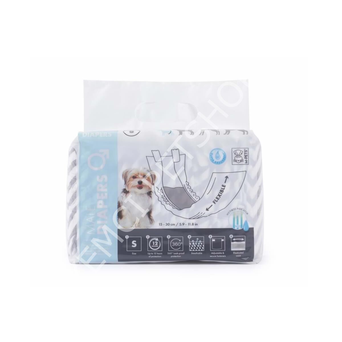 M-PETS DIAPERS ERKEK KÖPEKLER İÇİN KÜLOT (S) 12Lİ
