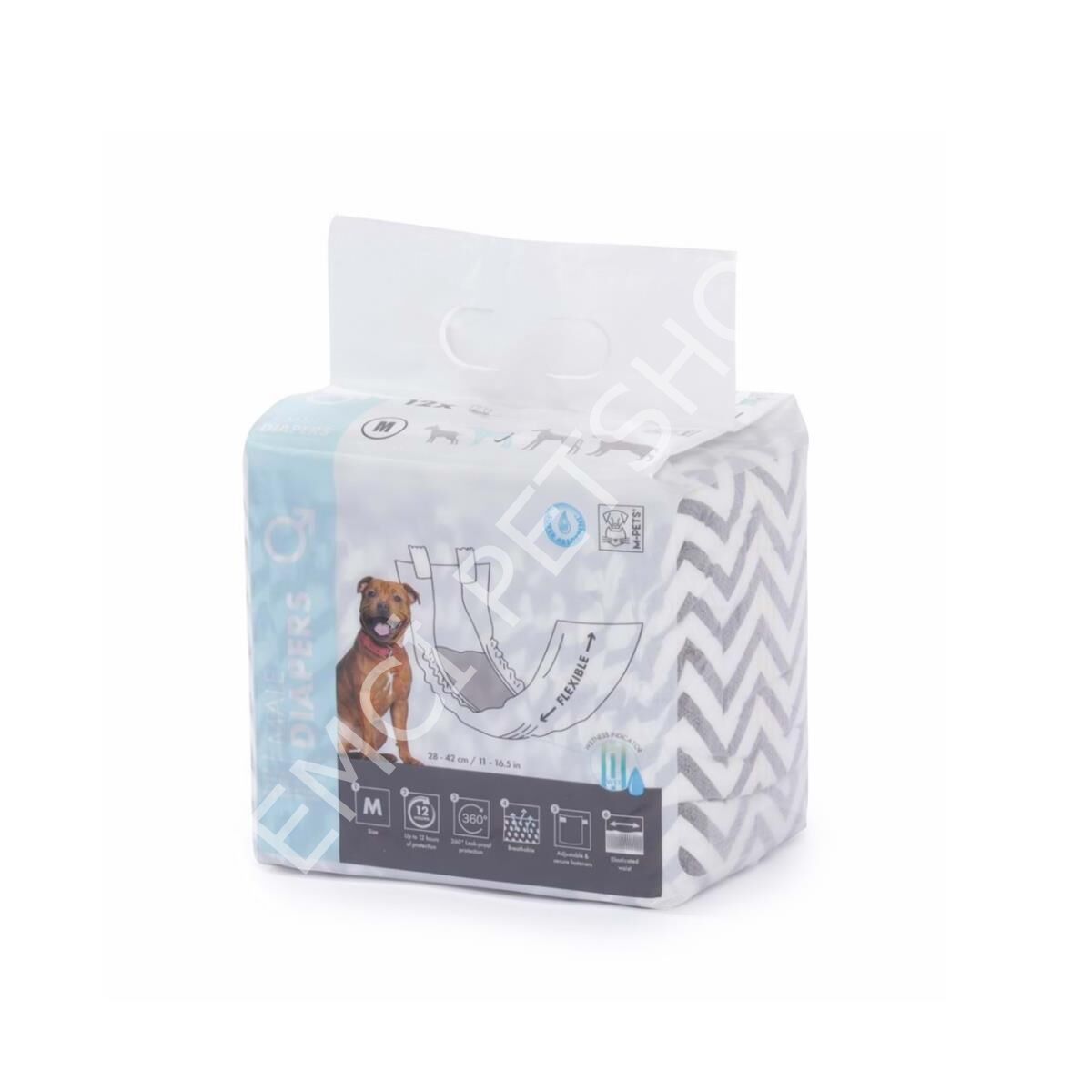 M-PETS DIAPERS ERKEK KÖPEKLER İÇİN KÜLOT (M) 12Lİ