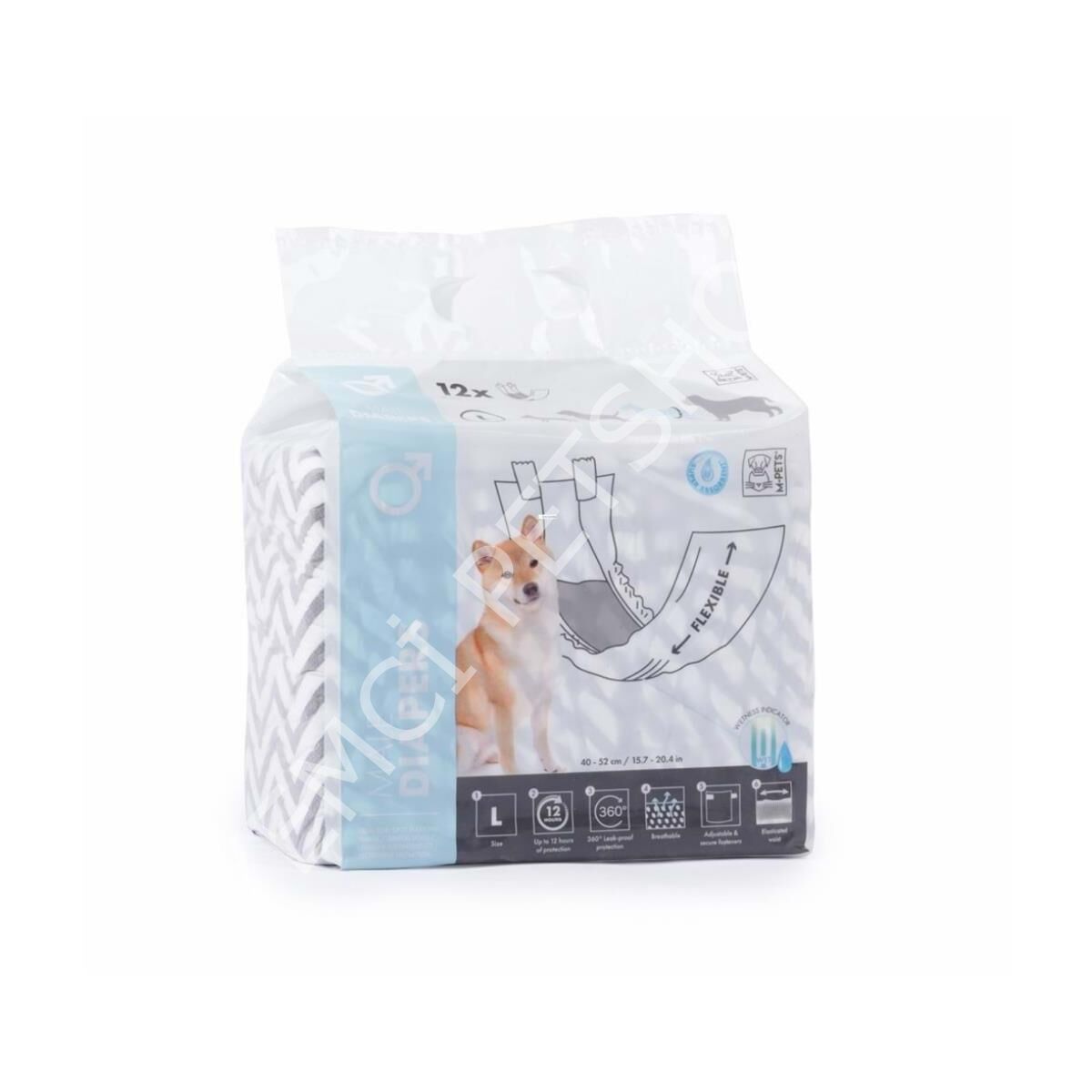 M-PETS DIAPERS ERKEK KÖPEKLER İÇİN KÜLOT (L) 12Lİ