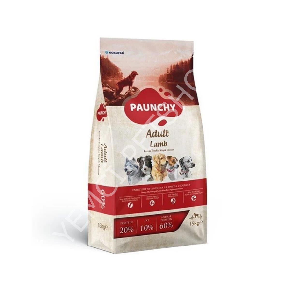 Paunchy Kuzu Etli Yetişkin Köpek Maması 15KG