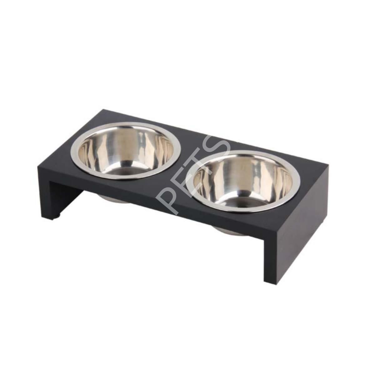 Pawise Ahşap Standlı İkili Mama ve Su Kabı Seti 750 Ml