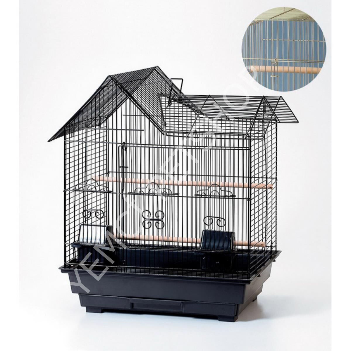 Sultan Cennet Sevda Papağanları İçin Gold Çin Evi 47X36X58