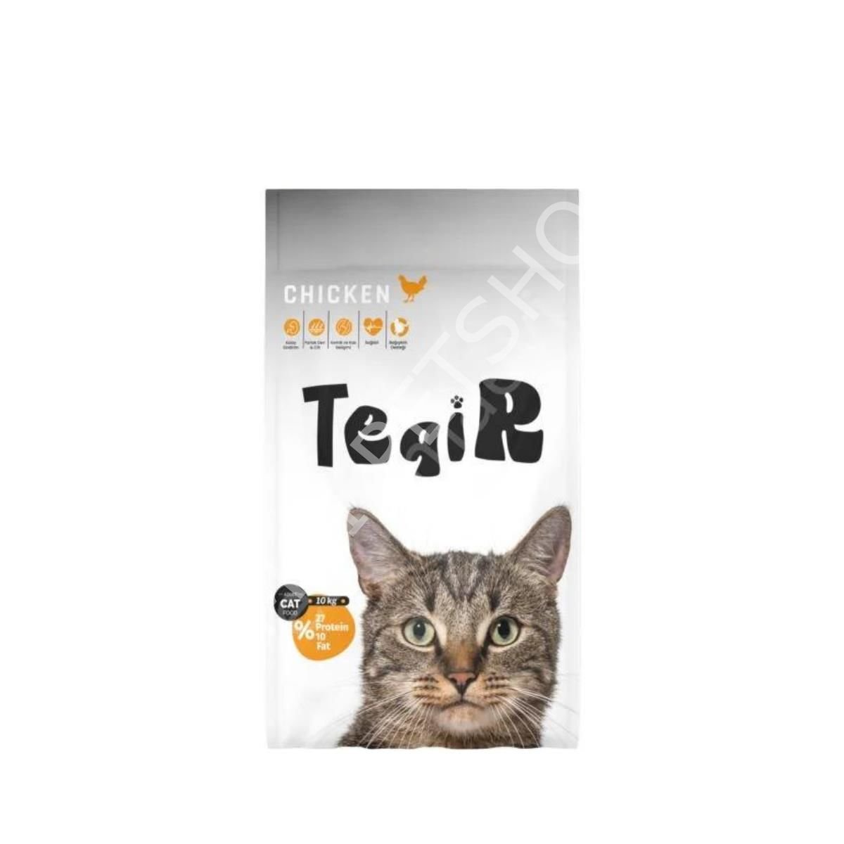 TEKİR TAVUKLU YETİŞKİN KEDİ MAMASI 10 KG
