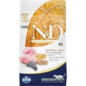 N&D Düşük Tahıllı Kuzu Etli ve Yaban Mersinli 1.5 kg Yetişkin Kuru Kedi Maması