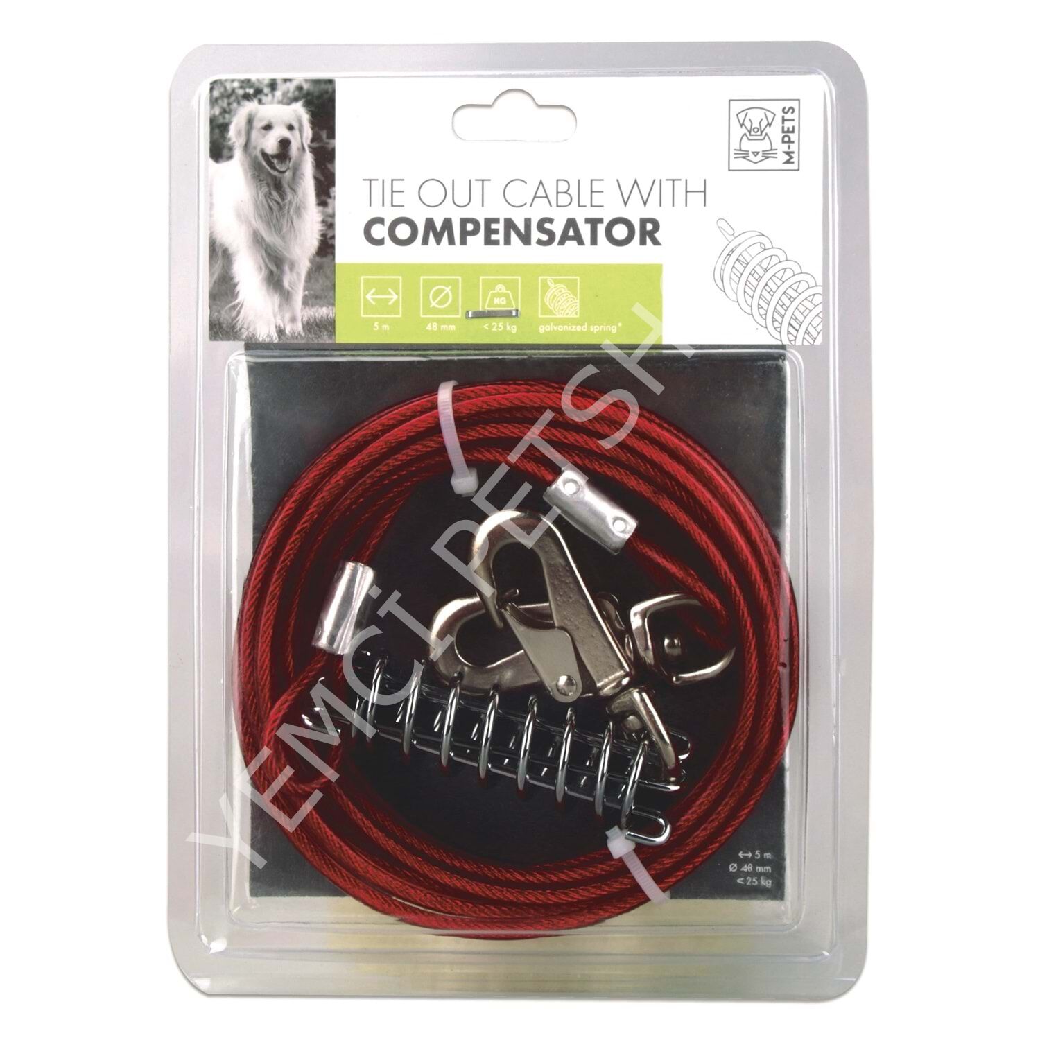 M-PETS COMPENSATOR KÖPEK BAHÇE BAĞLAMA HALATI 8MT/RED