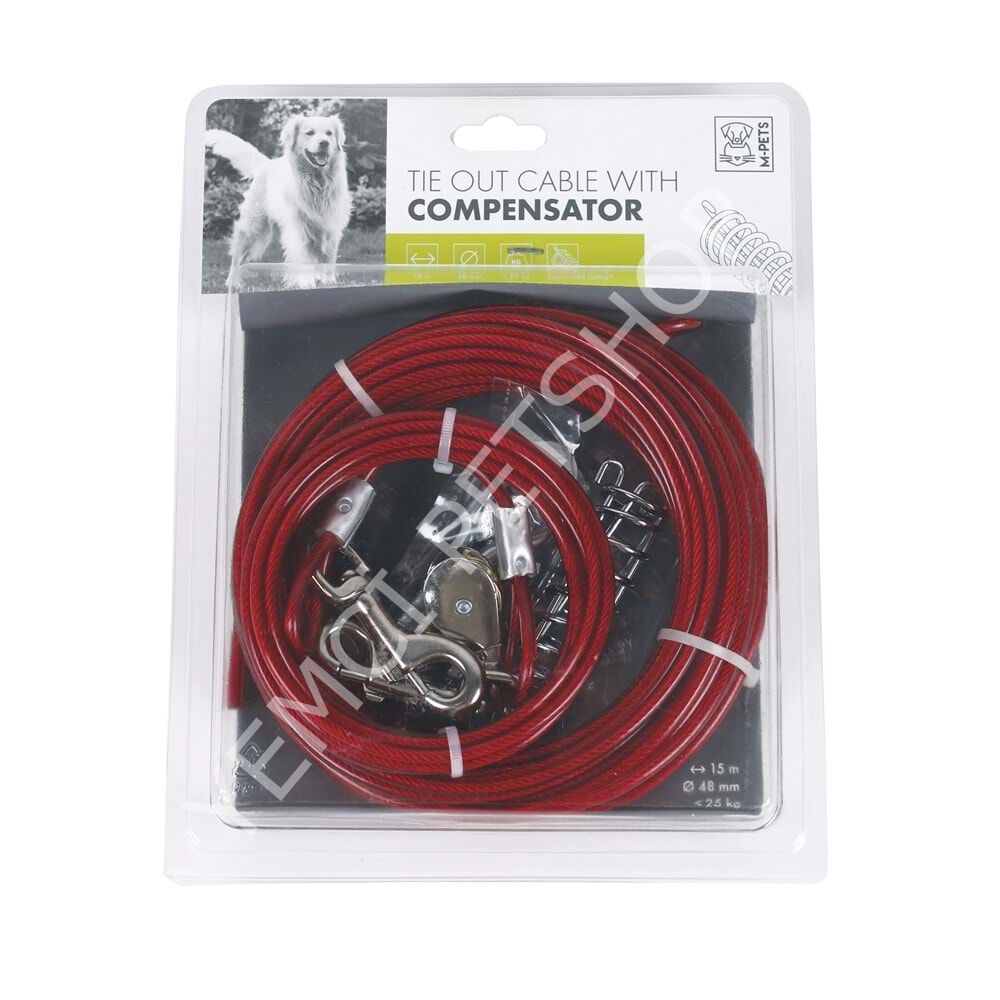 M-PETS COMPENSATOR KÖPEK BAHÇE BAĞLAMA HALATI 15MT/RED