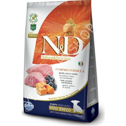 N&D Pumpkin Kuzu Etli Balkabaklı ve Yaban Mersinli 2.5 kg Küçük Irk Yavru Köpek Maması