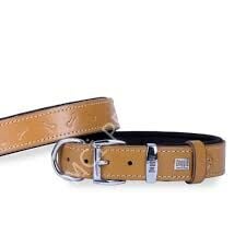DOGGİE KONFOR DERİ KEMİK DESENLİ BOYUN TASMASI KAMEL 2X35-40CM
