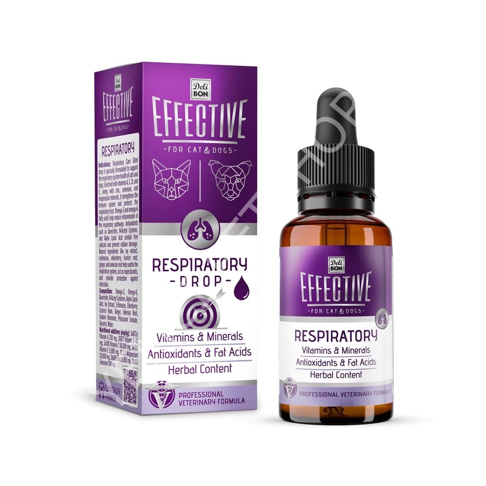 DELİBON EFFECTİVE KEDİ VE KÖPEK TAKVİYE ÜRÜNLERİ SOLUNUM SİSTEM SAĞLIĞI 50ML