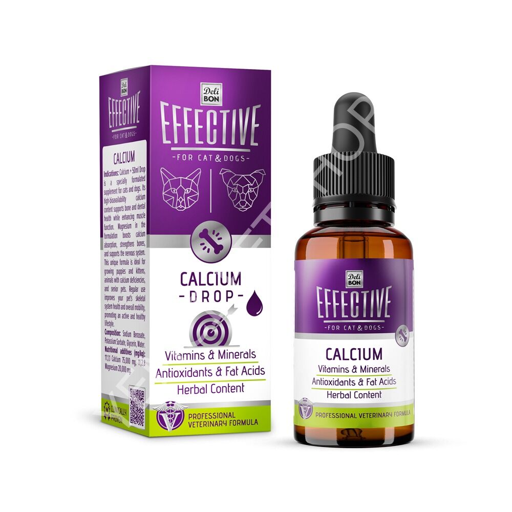 DELİBON EFFECTİVE KEDİ VE KÖPEK TAKVİYE ÜRÜNLERİ KALSİYUM 50ML