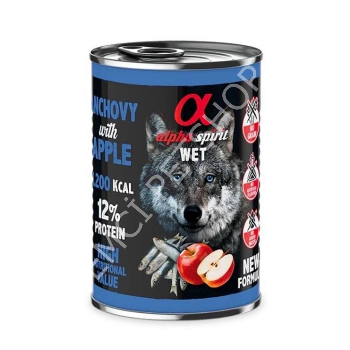 Alpha Spirit Yetişkin Köpek Konservesi Hamsili Elmalı 400 gr
