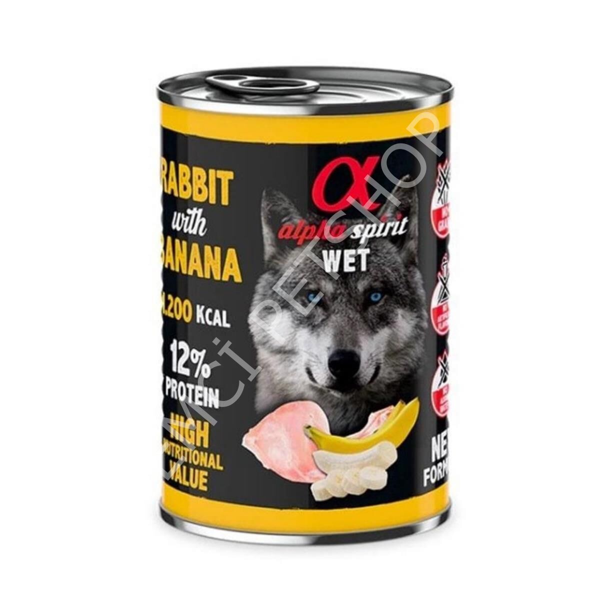 Alpha Spirit Yetişkin Köpek Konservesi Tavşanlı Muzlu 400 gr